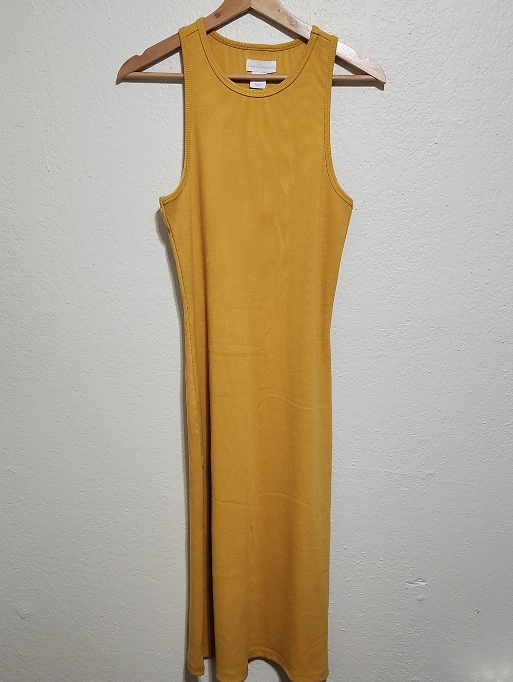 House of Harlow 1960 Ribbed Tank Midi Dress - Marigold Yellow - Sz Large